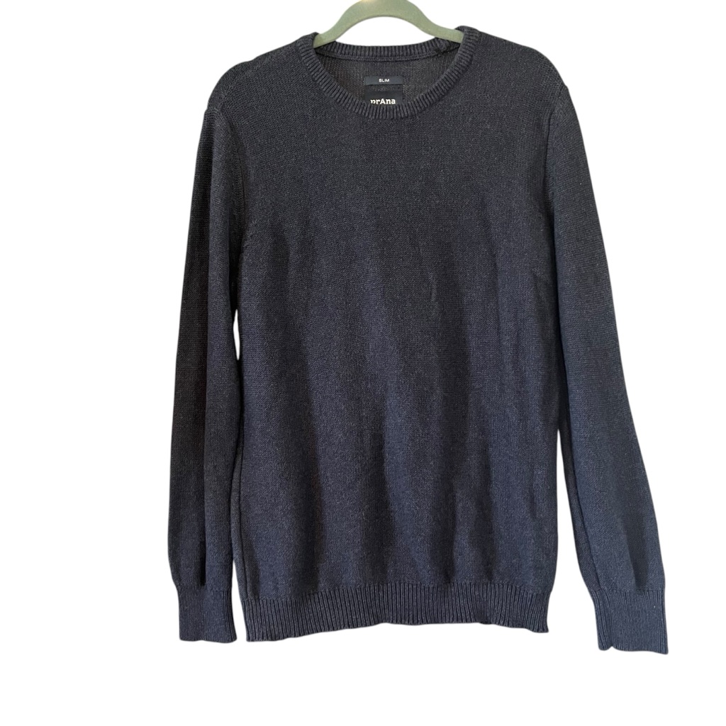 Men’s Prana Organic Cotton Long Sleeve Crew Neck Pullover, Sz Medium Slim